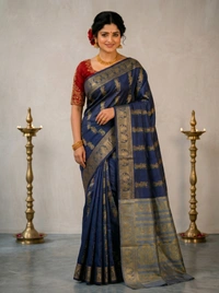 SKU0592 : Traditional Bengal Garad Silk Saree – Pure Handwoven Elegance | Swarnachari - Normal Length 6.3 mtr Plus, Zari Work, Dry Clean Only, Yes