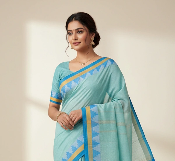 SKU1194 : Pure Khadi Cotton Saree – Handwoven, Lightweight & Breathable Fabric - Hand Wash, No