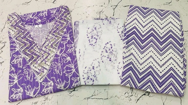 Premium Quality Cotton Kurti Pant Set - Lavender, XXL/44