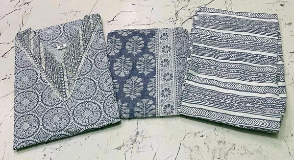 Premium Quality Cotton Kurti Pant Set - Bermuda Gray, XXL/44