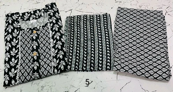 Premium Quality Cotton Kurti Pant Set Specially for Black Lovers - Black, 5, L/40