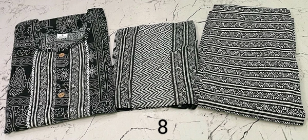 Premium Quality Cotton Kurti Pant Set Specially for Black Lovers - Black, 8, M/38