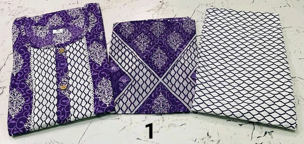 Premium Quality Cotton Kurti Pant Set 💜💚💛 - Violet, XXL/44