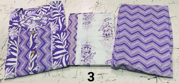 Premium Quality Cotton Kurti Pant Set 💜💚💛 - Lavender, M/38