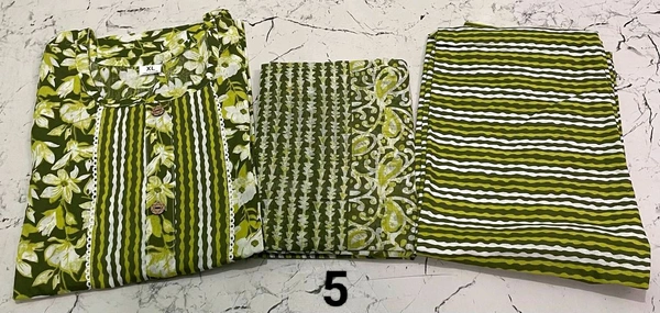 Premium Quality Cotton Kurti Pant Set 💜💚💛 - Green, XXL/44
