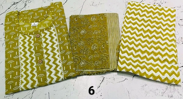 Premium Quality Cotton Kurti Pant Set 💜💚💛 - Olive Green, L/40