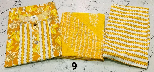 Premium Quality Cotton Kurti Pant Set 💜💚💛 - Mustard Yellow, XL/42