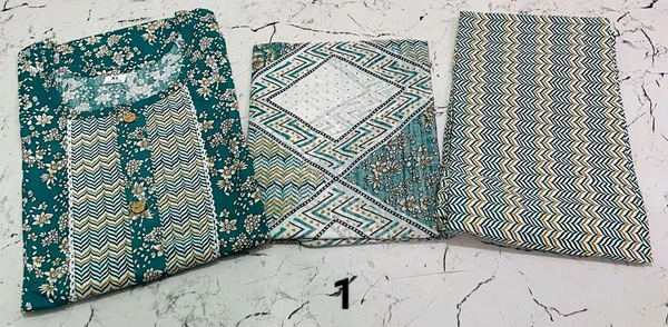 Premium Quality Cotton Kurti Pant Set 🩵 - 1, L/40