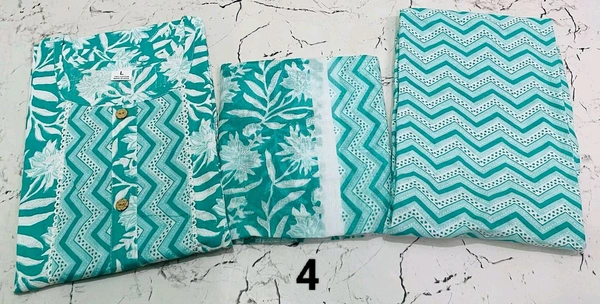 Premium Quality Cotton Kurti Pant Set 🩵 - 4, XL/42