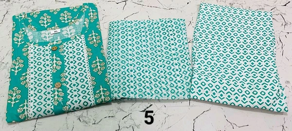 Premium Quality Cotton Kurti Pant Set 🩵 - 5, M/38