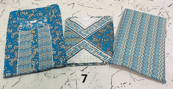 Premium Quality Cotton Kurti Pant Set 🩵 - 7, XXL/44