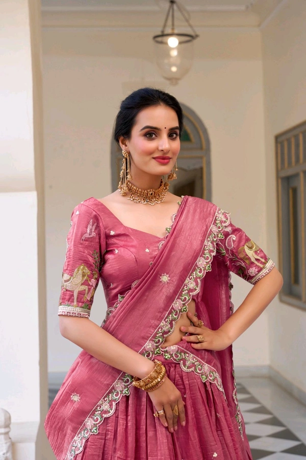 Wedding Special Gold Crush Lehenga With Graceful Embroidery 