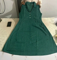 Premium South Cotton Lining Midi Dress - Green, L/40