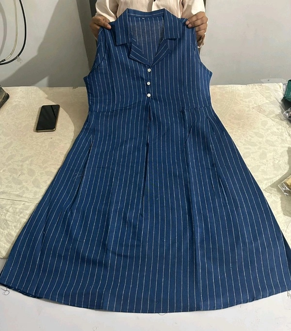 Premium South Cotton Lining Midi Dress - Blue, L/40