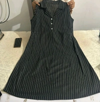 Premium South Cotton Lining Midi Dress - Black, M/38