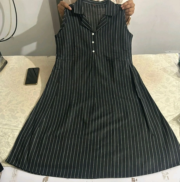 Premium South Cotton Lining Midi Dress - Black, XL/42