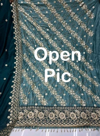 Pure Vichitra Silk Fancy Designer Pcs - Teal, Free Size
