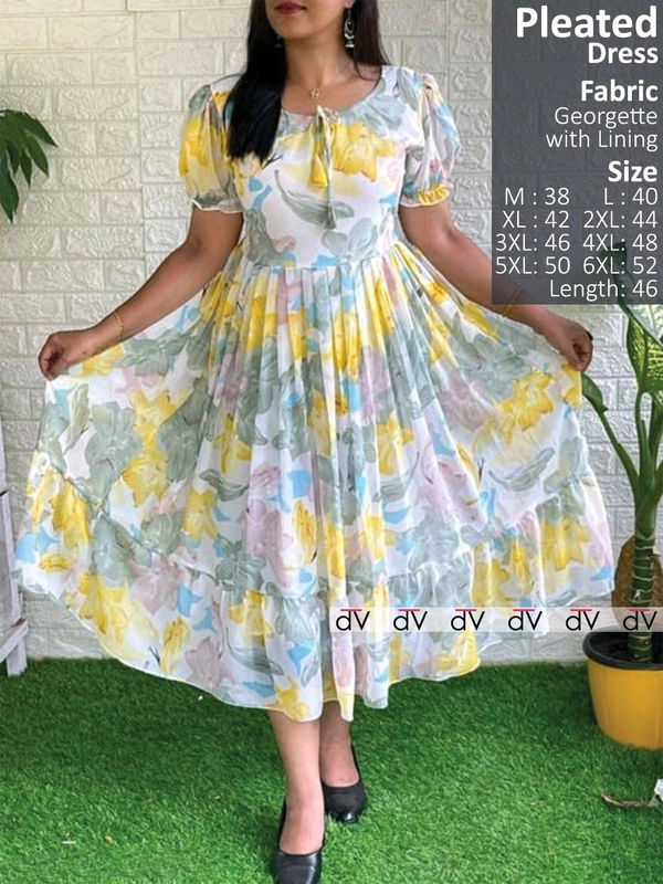 Pleated Dress - Yellow, M/38