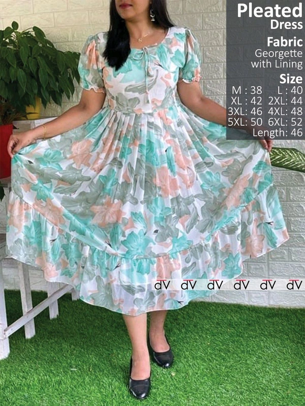 Pleated Dress - Aqua Green, L/40