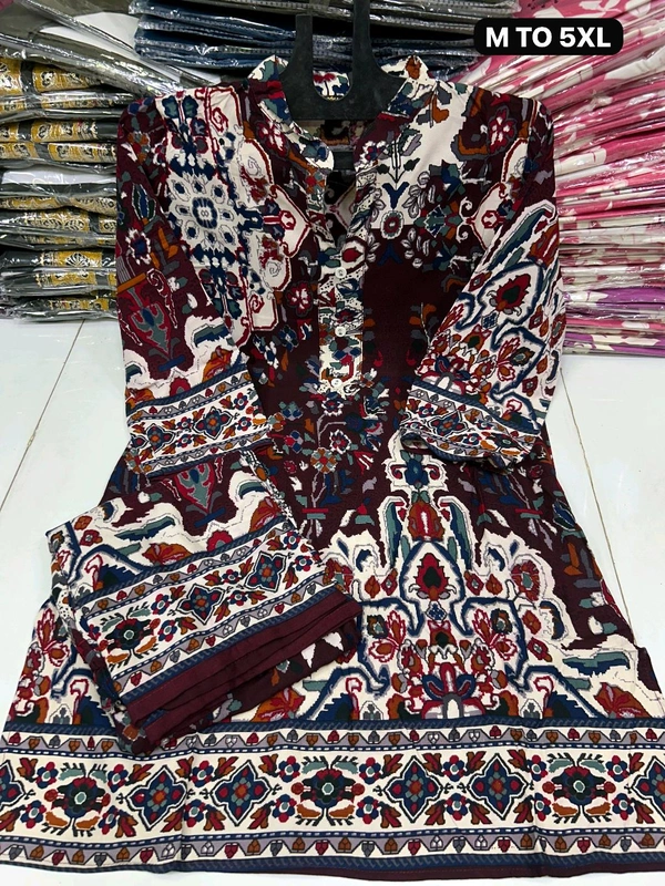 Premium Heavy Rayon Co-ord Set - Dark Brown, 5XL/50