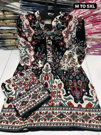 Premium Heavy Rayon Co-ord Set - Black, 5XL/50