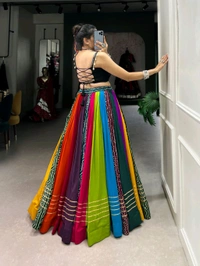 Navratri Special Multicolour Lehenga - Black, Free Size; Upto 42"