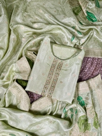 Olive Green Plazo Suit - Mint Green