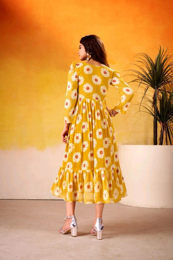 Floral Print Frock - Mustard, L/40