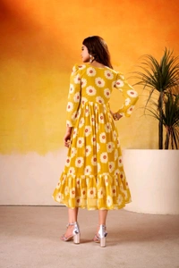 Floral Print Frock - Mustard, XL/42