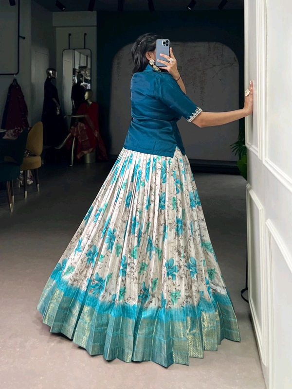 Party Wear Co-ord Lehenga Blouse Set - Teal Blue