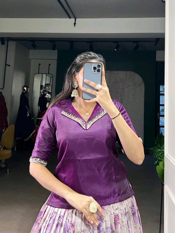 Party Wear Co-ord Lehenga Blouse Set - Purple