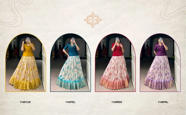 Party Wear Co-ord Lehenga Blouse Set - Purple