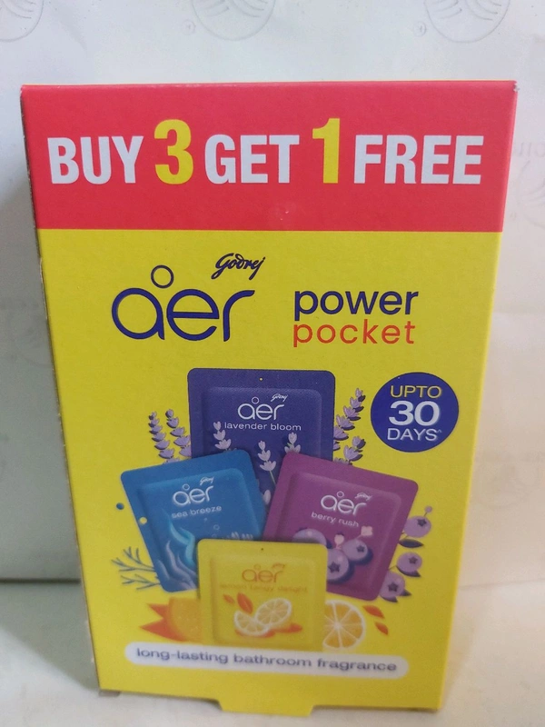 Godrej Bathroom Fragrance Buy 3 Get 1 Free - Power Pocket, 10 G X 4 Units