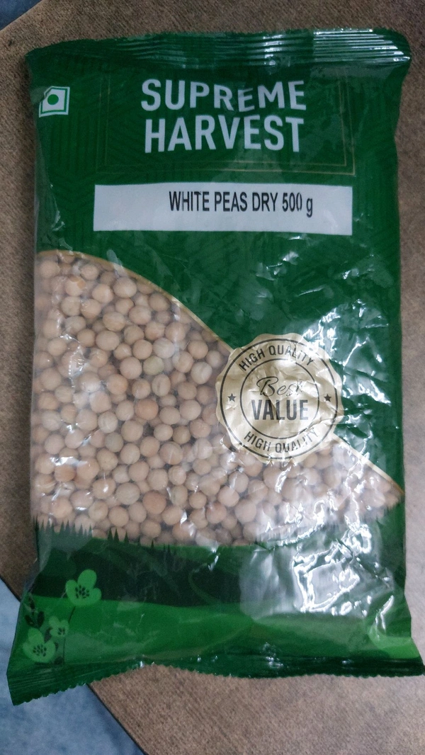 Supreme Harvest Dry White Peas (સફેદ વટાણા) - 500 G