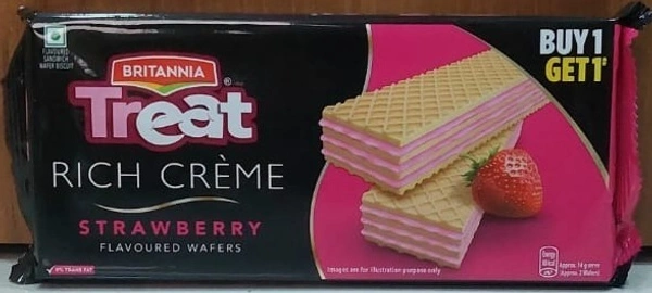BRITANNIA CREME WAFERS BISCUITS - 55 G, STRAWBERRY