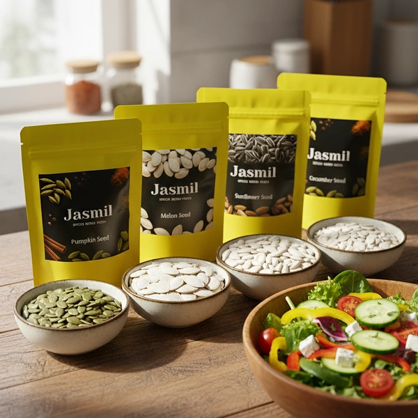 Nutritional Seeds Combo Each 100gms Healthy Mix of Cucumber, Pumpkin, Sunflower & Melon Seeds | Jasmil Spices