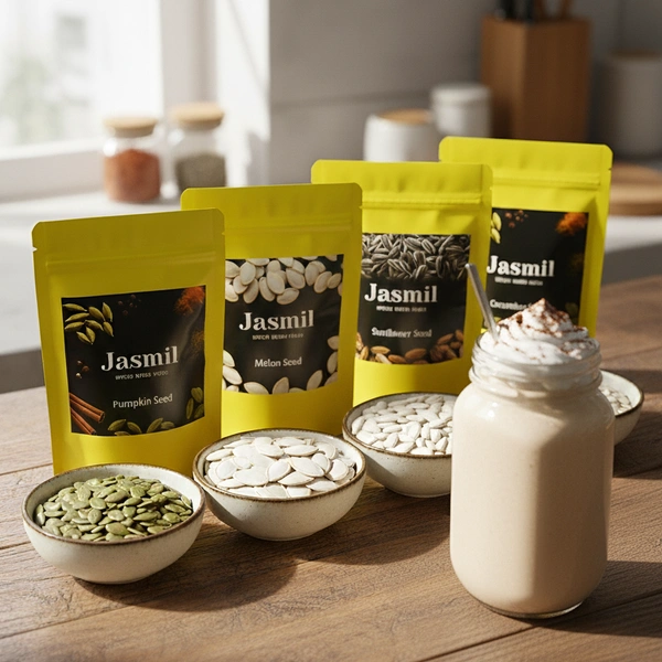 Nutritional Seeds Combo Each 50gms Healthy Mix of Cucumber, Pumpkin, Sunflower & Melon Seeds | Jasmil Spices