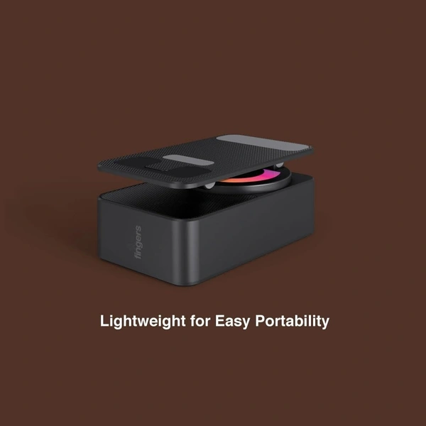 FINGERS Mini MOT (My-Own-TV) Bluetooth & USB Portable Speaker-Cum-Mobile Stand with 360ยฐ Rotation (Dazzling RGB Lights, 6-Hour Playback, Built-in Mic) - Rich Black - MINIMOT 5W