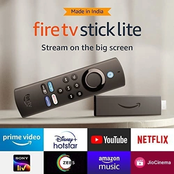 Amazon Fire TV Stick Lite with all-new Alexa Voice Remote Lite (no TV controls), HD streaming device | Now with App controls - TV STICK LITE, Black