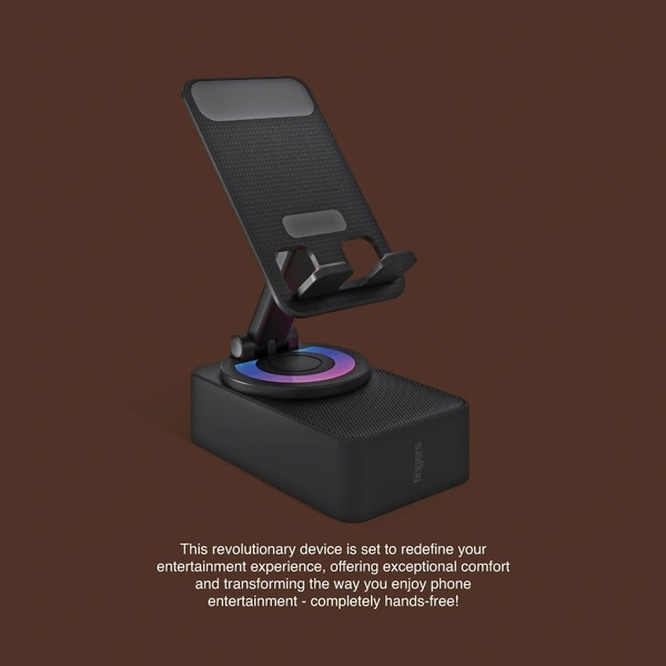 FINGERS Mini MOT (My-Own-TV) Bluetooth & USB Portable Speaker-Cum-Mobile Stand with 360ยฐ Rotation (Dazzling RGB Lights, 6-Hour Playback, Built-in Mic) - Rich Black - MINIMOT 5W