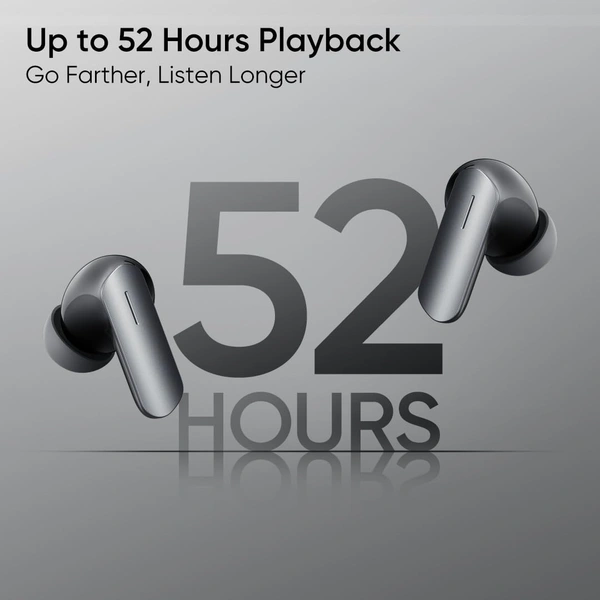 REALME realme Earbuds Air 7 True Wireless,12.4mm Dynamic Bass Drivers,52Hrs Playtime,52dB Hybrid ANC,6 Mic ENC,45ms Low Latency,360° Spatial Audio,Hi-Res LHDC,IP55 Dust & Water Resistant,BT v5.4 - AIR 7