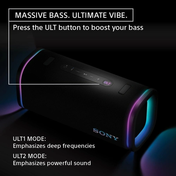 Sony New ULT Field 5 Wireless Bluetooth Speaker, 25hrs Playtime, Massive Bass, Shoulder Strap, Built in Power Bank, IP67 Water & Dustproof, Quick Charge, 360 Party Light, Party Connect - ULT50 FIELD 5