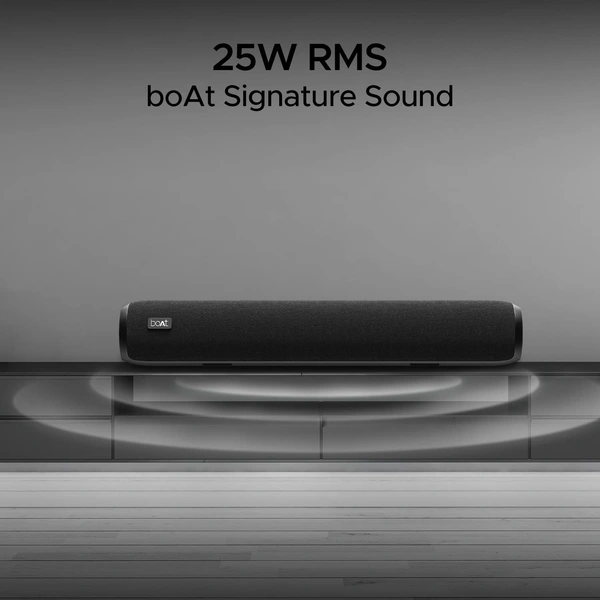 boAt Boat Aavante Bar 610, 25W Signature Sound, 2.0 CH with Dual Passive Radiators, 7 HRS Battery, Sleek Design, Multi Connectivity, Bluetooth Sound Bar, Soundbar Speaker (Charcoal Black) - BAR 610 25W