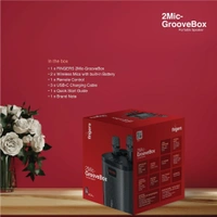 FINGERS 2Mic-GrooveBox Portable Speaker with 2 Wireless Mics (6.5-Hour Playback, 20 W Intense Bass, Recording Feature, Bluetooth | USB | MicroSD | FM Radio | AUX) Rich Black - GROOVE BOX 2MIC 37W