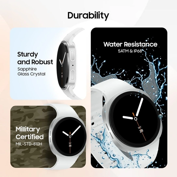 Samsung Galaxy Watch8 (40mm, Bluetooth, Graphite) with 3nm Processor | Dual GPS | Sapphire Glass & Armor Aluminum | 5ATM & IP68 | BP, ECG, IHRN & Vascular Load Monitoring | Anti-oxidant Index - WATCH 8