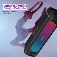 FINGERS SoundPower-20 Bluetooth Portable Speaker with Powerful 20 W Deep Bass, Mesmerizing RGB Lights, 9-Hour Playtime, Free Carry Strap, Built-in Mic (Black) - SOUNDPOWER 20W