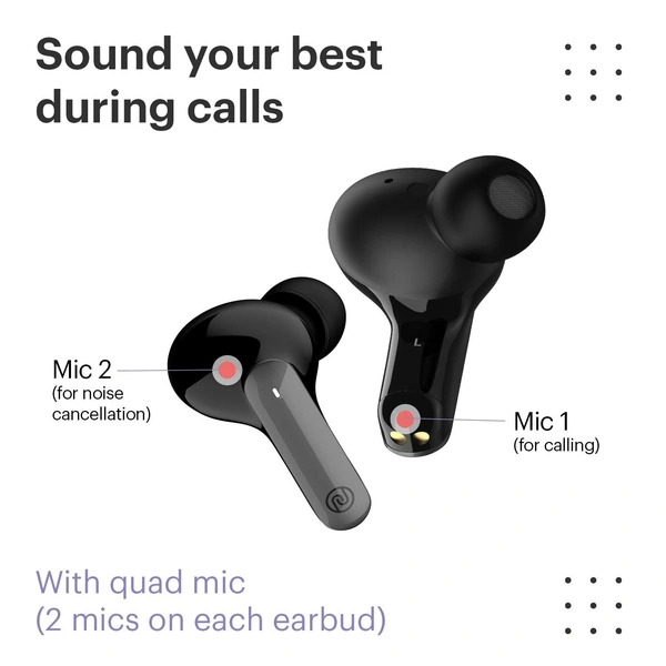 Noise Buds Pop Truly Wireless Earbuds with Environmental Cancellation & Quad Mic for Crisp Calling| Transparency Mode & in-Ear Detection, 30-Hour Playtime with Type C Charging - POP BUDS