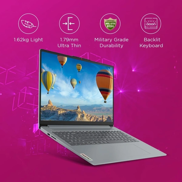 Lenovo LENOVO IDEAPAD SLIM 3 15/12TH/16GB/512GB/WIN11+MSO (83ER00MCIN) 15.6INCH - 39.62 cm (15.6 Inch), Arctic Grey, Core i5, 12th Gen, 512 GB, 16GB, LPDDR5, 12450H, up to 4.40 GHz, SSD, NO, Intel, Windows 11 Home, Laptop, Power Adaptor, User Guide, Warranty Documents