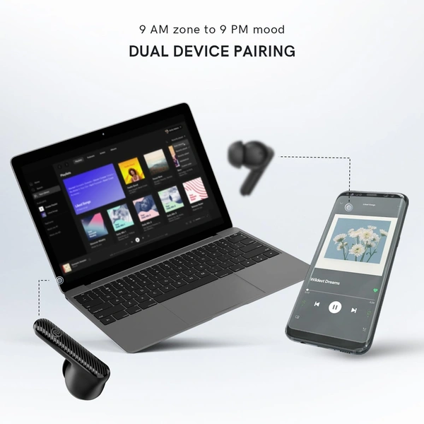 Noise Aura Buds in Ear Truly Wireless Earbuds with 60H of Playtime, Quad Mic with ENC, Dual Device Pairing, Instacharge(10 Min=150 Min),12Mm Polymer Composite Driver,BT V5.3 - AURA BUDS