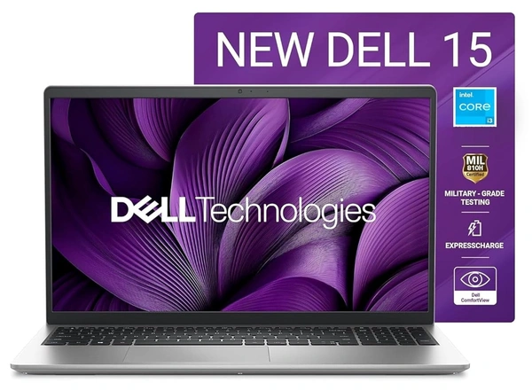 Dell 15 Laptop, 14th Gen Intel Core 3 100U Processor, 8GB, 512GB, Intel UHD Graphics Graphics, 15.6" FHD 120Hz IPS 250 nit Displa, Win 11 , silver 1.63kg - 39.62 cm (15.6 Inch), Silver, Core 3, 512 GB, 8 GB, DDR4, 100U, Up to 4.70GHz, SSD, NO, Intel, Intel Integrated UHD, Windows 11 Home, Laptop, Power Adaptor, User Guide, Warranty Documents